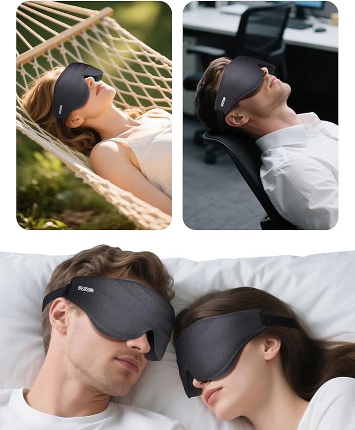 Sleep Eye Mask for Men Women, EVA BELLE Light Blocking Sleeping Mask for Side Sleeper, 3D Contoured Cup Night Blindfold, Lash Extensions 3D Sleeping Mask with Adjustable Strap for Travel, Night & Nap