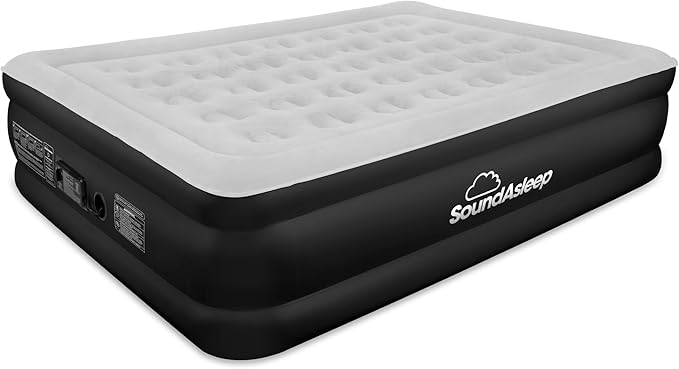 SoundAsleep Products Dream Series Luxury Air Mattress, ComfortCoil Technology, Built-in High Capacity Pump for Home, Camping- Double Height, Adjustable, Inflatable Blow Up, Portable - Full Size