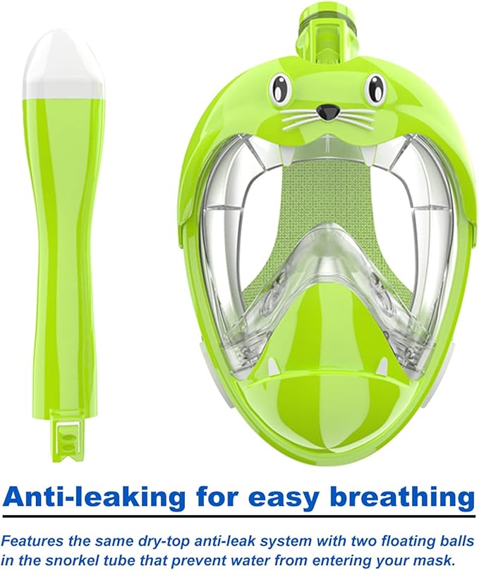 Full Face Snorkel Mask, Diving Mask for Kids and Adults,180° Panoramic View Snorkel Mask with Camera Mount, Safe Breathing, Anti-Leak&Anti-Fog