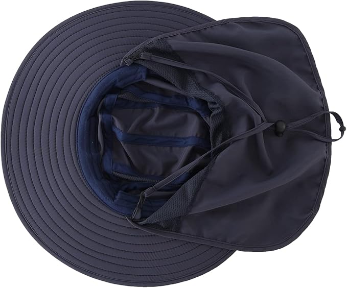 Home Prefer UPF 50+ Mens Wide Brim Fishing Hat with Neck Flap Sun Hat for Men Women Sun Protection Cap