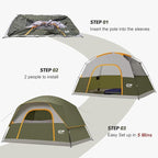 CAMPROS CP Tents for Camping 6 Person Tent Waterproof Windproof Double Layer Family Camping Tent, Easy Setup Dome Tent with Large Mesh Windows & Wider Door for Outdoor Camping & Hiking