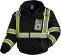 High Visibility Work Jackets, Safety Jacket with Pockets for Men& Women, Construction Coats for Cold Weather, Waterproof High Vis Rain Gear, Class 3, Black with Bottom, 5XL