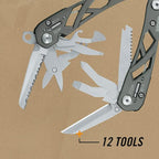 Gerber Gear Suspension 12-in-1 EDC Multi-Plier Multitool with Pocket Knife, Needle Nose Pliers, Wire Cutters and More, Gifts for Men, Camping and Survival, Grey