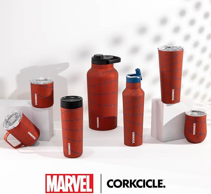 Corkcicle Sport Canteen - Keeps Beverages Cold 25 Hours - Triple Insulated Stainless Steel - Screw-On Lid - Reusable Bottle - Summer Drinkware Gift - Keeps Drinks Ice Cold - 20 oz - Spider-Man