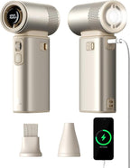 JISULIFE Portable Handheld Fan Ultra2, 9000mAh Max 25 Hrs, 5 IN 1, 100 Speed Turbo Fan Rechargeable 18W Power Bank with Flashlight, Metal Shell Multi-Function Travel Essentials Gifts for Men-Brown