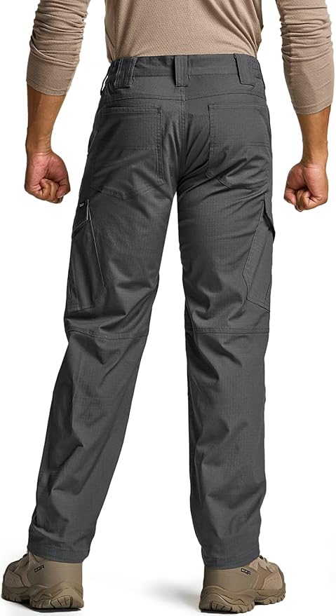 CQR Men's Flex Ripstop Tactical Pants, Water Resistant Stretch Cargo Pants, Lightweight EDC Hiking Work Pants