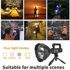 Super Bright Rechargeable Spotlight, Handheld Tactical Flashlight 4 Modes High Power Portable Waterproof LED Searchlight USB Output P90 Camping Torch for Outdoor (P90-Large Size)