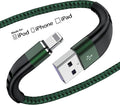 Essri 2Pack for iPhone Charger Cord 1FT, Lighting Cable 1 Feet to USB Charging Cable, Nylon Braided Charging Cord 1 Foot Compatible with iPhone 14 13 12 11 X XS XR 15 Pad-Green