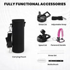 Insulated Water Bottle 20 oz, Triple Wall Vacuum Stainless Steel (Cold for 48 Hrs), Leak Proof & Non-BPA, Kids Water Bottle Jug for School with Straw Spout Lids, Ombre Pink