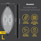 Durable Hammock 500 lb Capacity, Nylon Camping Hammock Chair - Double or Single Sizes w/Tree Straps and Attached Carry Bag - Portable for Travel/Backpacking/Beach/Backyard (Large, Fuchsia & Sky Blue)