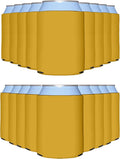 PartyPrints 25 Pack Gold Blank Can Cooler Sleeves, Customizable Bulk Insulated Foam for Beer, Collapsible Plain Drink Holder, Cold Soda Insulator, 12oz Regular, 16oz Tall Cans