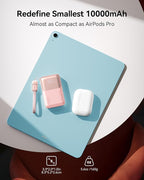 INIU Pocket Size Portable Charger, Ultra Small 10000mAh 45W PD Power Bank, Fast Charging Battery Pack, Travel Essentials Powerbank for iPhone 17 16 Pro Air, Xiaomi 17 Pro Max, Samsung S26, Light White