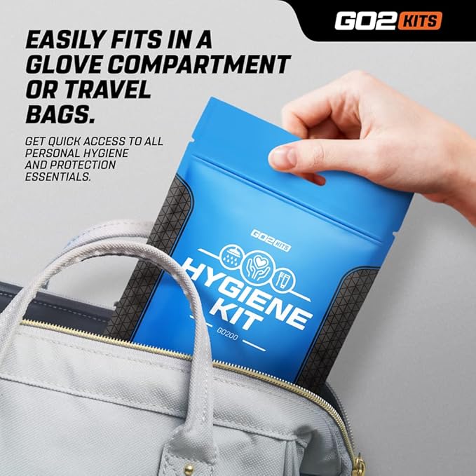 Ultimate Travel Toiletry & PPE Kits, Hygiene Kit with Shaving Supplies & PPE for Travel, Business & Charity with Reusable Toothbrush, Bath Soap & Other Essential Toiletries, 1-Pack (GO200)