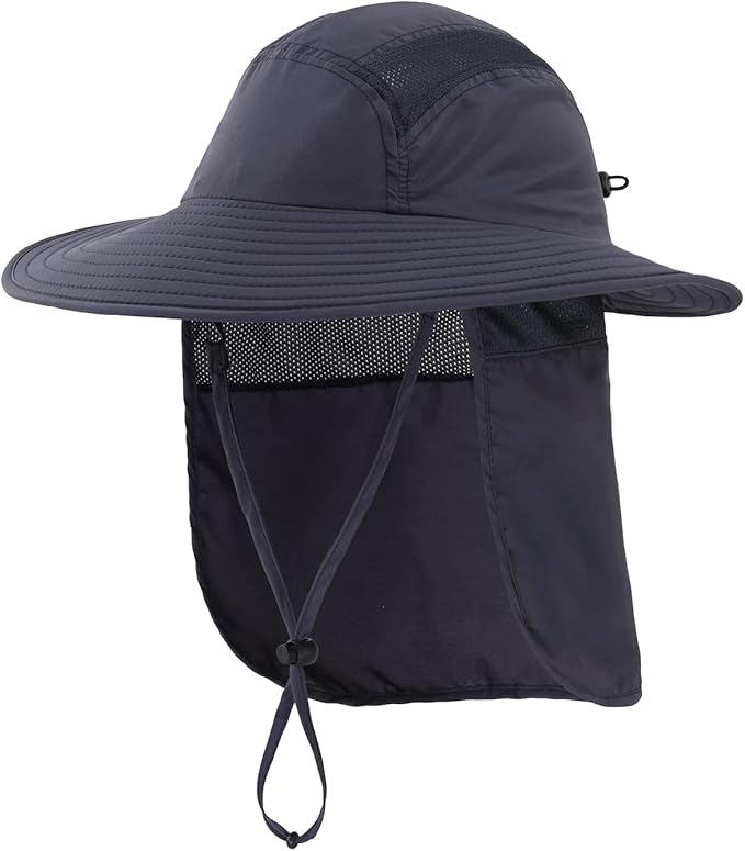 Home Prefer UPF 50+ Mens Wide Brim Fishing Hat with Neck Flap Sun Hat for Men Women Sun Protection Cap