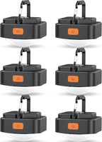 Rechargeable Camping Lights FLY2SKY 6Pcs Black Tent Lights Mini Flashlight Portable LED Camping Lantern Survival Gear Camping Accessories for Hiking Backpacking Fishing Hurricane Emergency Outage