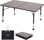 KingCamp Folding Glass Fiber Camping Table, Portable Camp Table with Adjustable Height Aluminum Legs & Carry Bag for Outdoor, Picnic, Beach, Party, Indoor, Use for 4-6 People