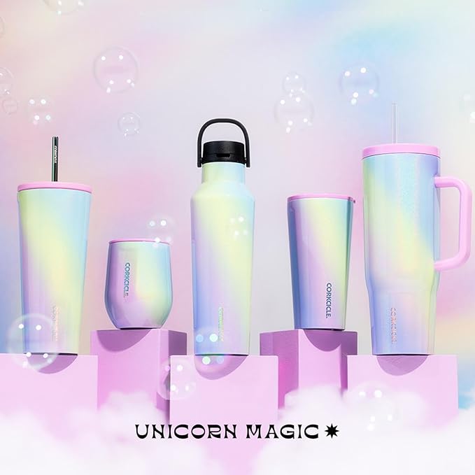 Corkcicle Sport Canteen - Keeps Drinks Cold 25 Hours - Stainless Steel Water Bottle - Triple-Insulated - Spill-Proof - Summer Drinkware Gift - Keeps Drinks Ice Cold - 20 oz - Unicorn Magic