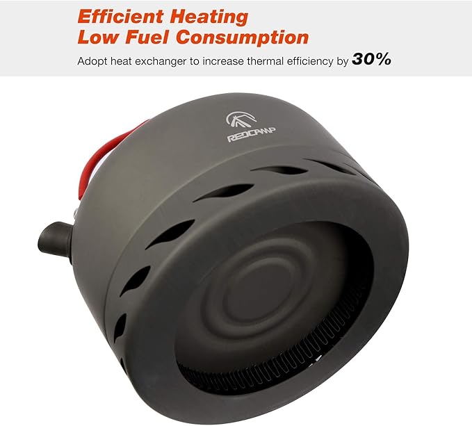 REDCAMP 1.4L Outdoor Camping Kettle with Heat Exchanger, Aluminum Camp Tea Kettle with Carrying Bag, Compact Lightweight Coffee Pot