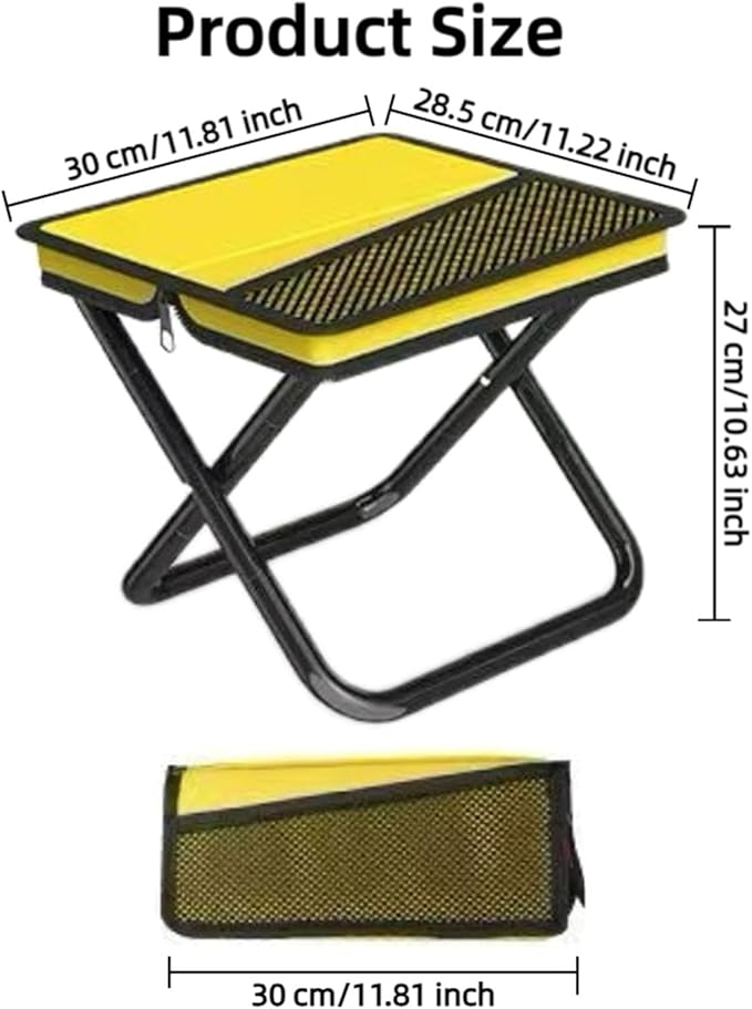 Portable Ultralight Foldable Stool, Camping Chair Fishing Stool, Handbag Style Pocket Foldable, Supports 330lbs for Camping, Hiking, Backpacking, Picnic, Outdoor & Travel (Yellow, Large)