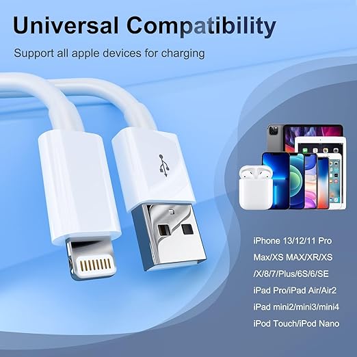 iPhone Charger 3/3/6/6/10FT Apple MFi Certified Lightning Cable Charging Cord Compatible with iPhone 14 13 12 11 Pro Max XR XS X 8 7 Plus 6S/iPad/Car Carplay (5 Pack)