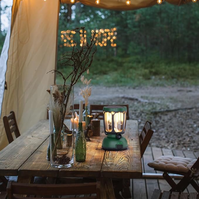 Mesqool Camping Lantern Rechargeable Battery 6000mAh, 650LM LED Lanterns for Power Outages Emergency Hurricane, Solar Hand Crank Lantern for 200 Hours