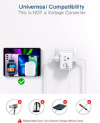 2 Pack Italy Travel Plug Adapter, Type L Italy Power Adapter with 3 American Outlets 3 USB Ports(1USB C), 6 in 1 Travel Outlet Adaptor, 3 Prong Grounded Plug for USA to Italy Chile Uruguay Italian