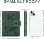 Personalized M Passport Holder Cover Initial Letter Travel Wallet RFID Blocking Passport Cover Credit Card Holder Case Passport Book Holders for Women and Men, Pine Green-M