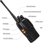 pxton Walkie Talkies Rechargeable Long Range Two-Way Radios with Earpieces,2-Way Radios UHF Handheld Transceiver Walky Talky with Flashlight Li-ion Battery and Charger（2 Pack）