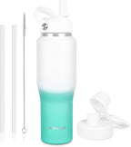 32oz Insulated Water Bottle, Fit in Any Car Cup Holder, Water Bottle with Straw Lids, Stainless Steel Insulated Water Flask Double Wall Leak-proof BPA Free to Keep Cold&Hot