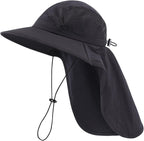 Home Prefer UPF 50+ Sun Hats for Men Women Wide Brim Fishing Hat with Neck Flap UV Protection Sunblock Safari Bucket Hat