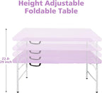 4 FT Folding Table with Carry Handle, Portable Fold-in-Half Plastic Table, Rectangle Foldable Table for Indoor/Outdoor Purple