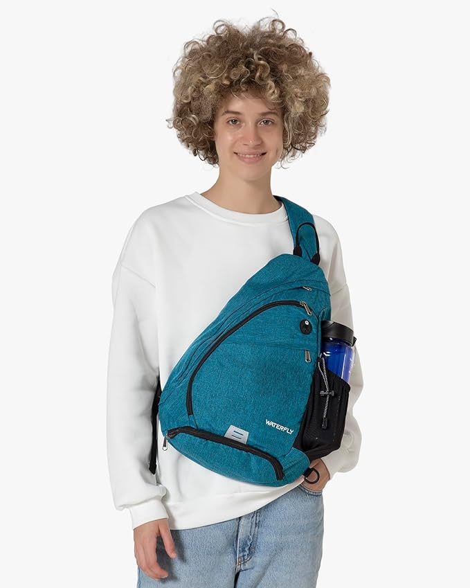 WATERFLY Sling Bag Sling Backpack Small Crossbody Shoulder Bag for Men Women Traveling Cycling Hiking Daypack
