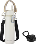 KXIAOCHEN Insulated Water Bottle, Stainless Steel Water Bottle, 2 Lids (Straw and Handle Lid),Wide Mouth Metal Water Bottles Keep Hot and Cold, Double Walled, Thermo Mug, Metal Canteen