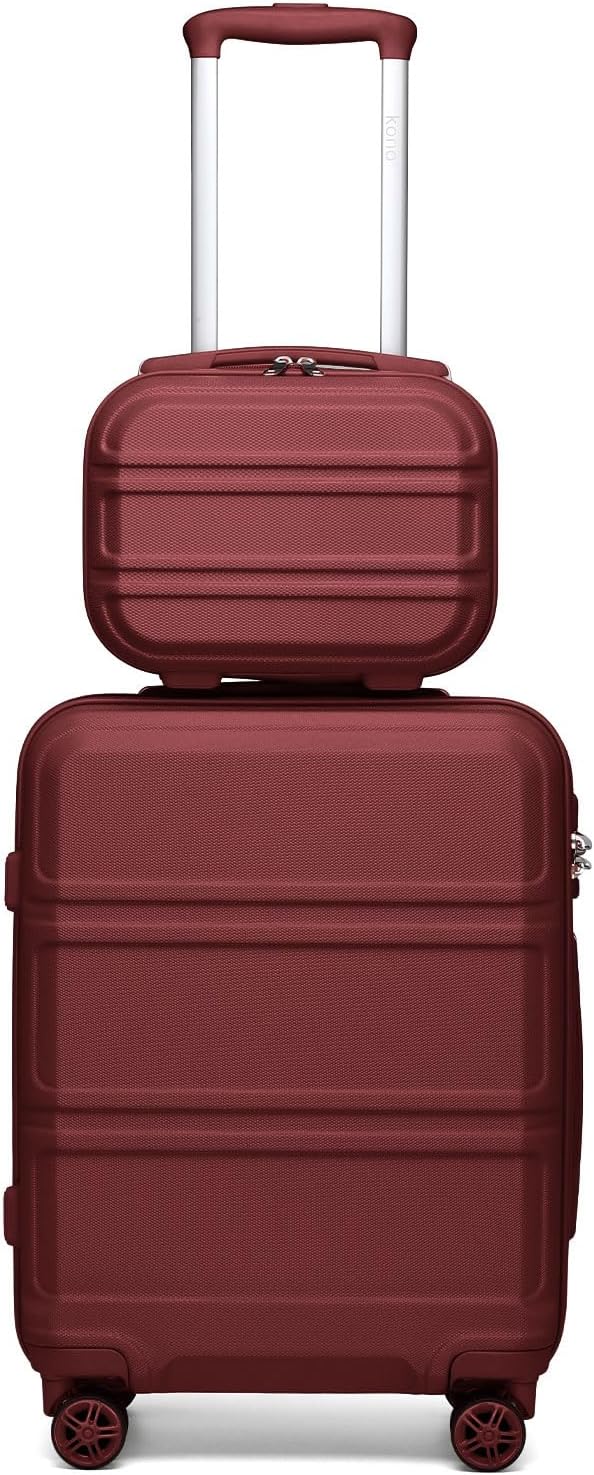 Kono Carry On Luggage Set Lightweight Airline Approved Carry On Suitcase with TSA Lock Spinner Wheels Durable Luggage Hardside Burgundy