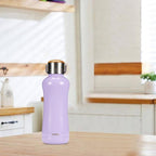 YOHKOH Mini Insulated Water Bottle With Bamboo Lid - 11.8oz Small Vacuum Insulated Water Bottle for Women Kids, 12 Hrs Hot & 24 Hrs Cold Stainless Steel Thermos Leak-Proof BPA-Free (11.8oz,Violets)