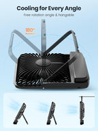 Warmco 10000mAh Portable Travel Fan 7-inch, [10-24H Runtime] Ultra-thin Digital Display Small Desk Battery Operated Fan for Camping, Office, Bedroom, Cruise Essentials 2025