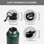 Wide Mouth Water Bottle with Straw Lid Dustproof, 24/32/40/64 Oz Hydro Vacuum Insulated Flask, Dishwasher Safe Stainless Steel Water bottle, Keep Cold 24 Hour/Hot 12 Hour-40 Oz Night Blue