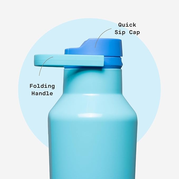 Corkcicle Sport Canteen - Keeps Drinks Cold 25 Hours - Stainless Steel Water Bottle - Triple-Insulated - Spill-Proof - Summer Drinkware Gift - Keeps Drinks Ice Cold - 20 oz - Boom Box Blue