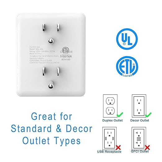 Outlet Extender, HICITY Multi Plug Outlet with 6 Electrical Outlets Adapter, 3-Prong Wall Outlet Tap for Cruise Ship Home Office Dorm, White (3 Pack)