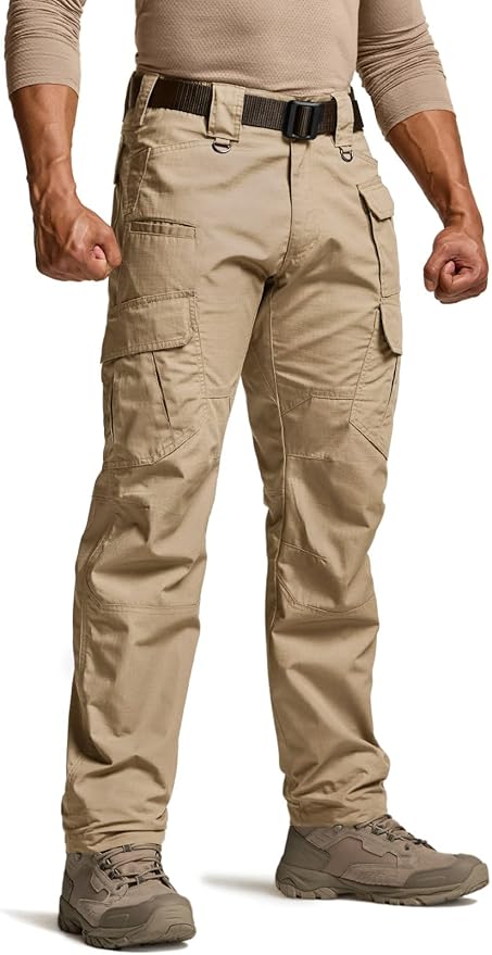 CQR Men's Tactical Pants, Water Resistant Ripstop Cargo Pants, Lightweight EDC Work Hiking Pants, Outdoor Apparel