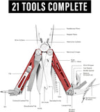 Multitool, 21-in-1 Multi Tool Pliers with Safety Locking and Spring-Action Scissors, Heavy-duty Stainless Steel Multi-tool Set with Nylon Sheath for Work, Home, Garden, DIY & Auto