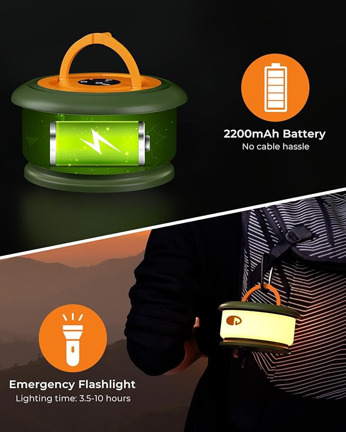 Camping String Lights, Retractable 32.8ft RGB Flash Lamp, Rechargeable LED Fairy Lights Outdoor Waterproof, Portable Hanging Lantern for Outside Tent Patio Awning Garden RV Essentials