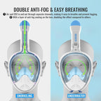 G2RISE Full Face Snorkel Mask Adults Snorkeling Set Gear for Kids with Detachable Camera Mount, Safe Breathing, Anti Fog Anti Leak