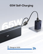 Baseus 25000mAh Power Bank, 140W Laptop Portable Charger with Dual Built-in USB-C Cables, PD3.1 Fast Charging Battery Pack for MacBook Pro/Air, iPhone 17/16/15/14, Galaxy S24, Steam Deck, iPad