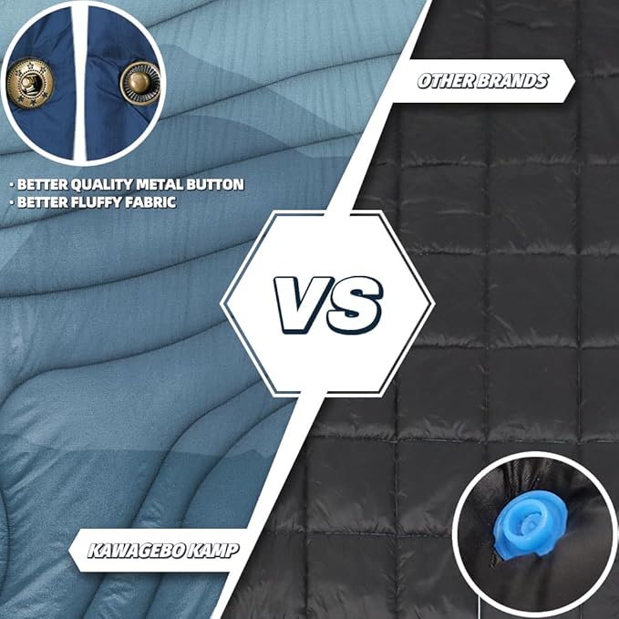 Outdoor Camping Blanket with Sherpa Lining, Extra Warm Thick Camp Blankets and Puffy Ultralight Soft Poncho DWR Camping Quilt for Cold Weather, Adventure, Sleeping, Backpacking 78"x 56"