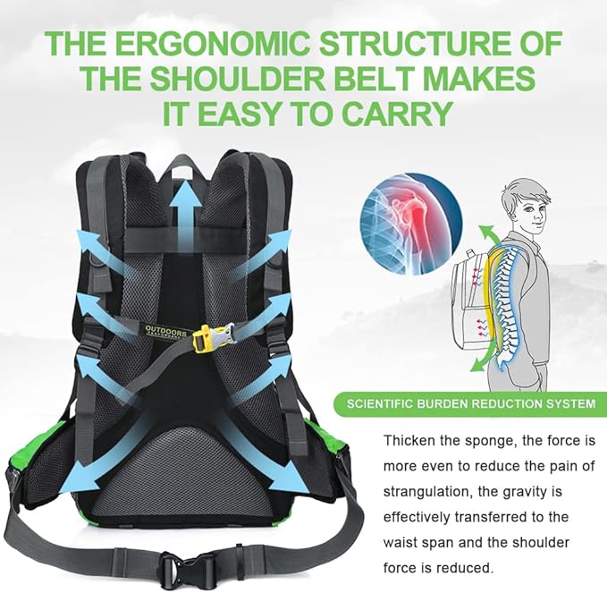 INOXTO lightweight Hiking Backpack 35L/40L Hiking Daypack with Waterproof Rain Cover for Travel Camping Outdoor Men and Women