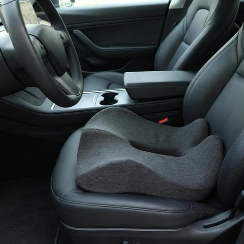 18x16 Inch Memory Foam Seat Cushion for Office Chair, Car & Travel, Ergonomic Chair Cushions for Long Sitting, Thick Supportive Seat Pad with Non-Slip Bottom, Washable Cover, Black
