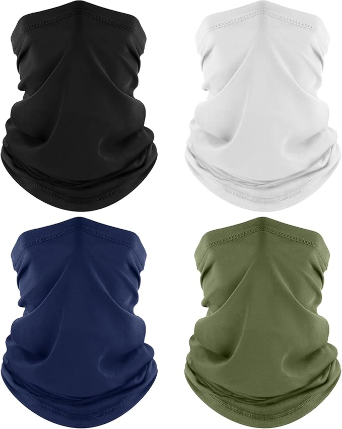 4 Pack Neck Gaiter, Cooling Breathable Face Mask UV Protection Scarf Hiking Bandana for Men/Women
