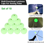SANLIKE Tarp Pole Tip Cover 10PCS Luminous Tip Cap Ball for Camping Tent Poles, TPR Insulation Material, Lightning Protection & Night Light