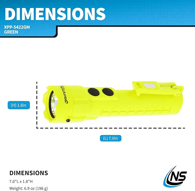 Nightstick XPP-5422GM Intrinsically Safe Dual-Light Flashlight w/Magnets-3 AA (not Included) -Green-UL913, Multicolor